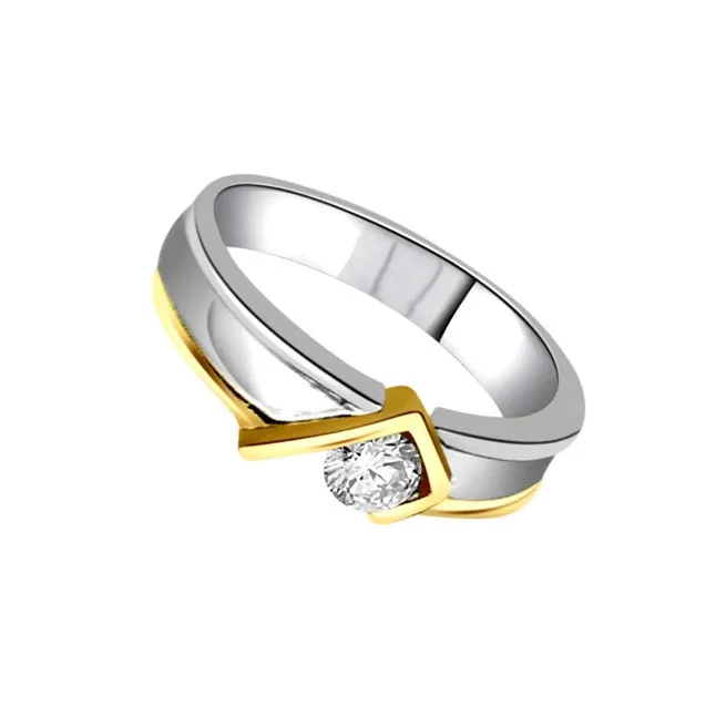 Fancy Solitaire Real Diamond Two Tone Ring (SDR1644)