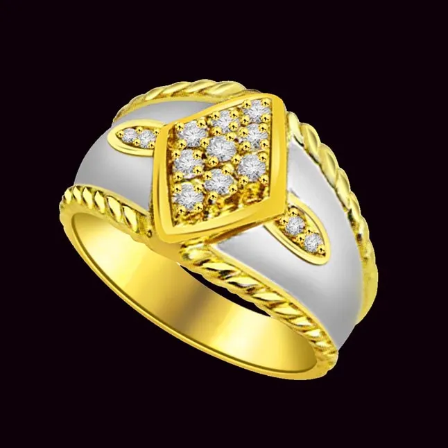 0.15 cts White Yellow Gold Diamond rings -White Yellow Gold rings