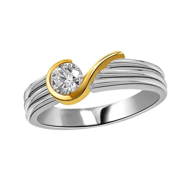 Trendy Solitaire Real Diamond Two Tone Ring (SDR1646)