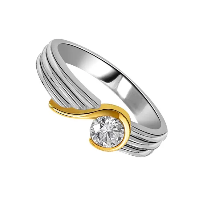 Trendy Solitaire Real Diamond Two Tone Ring (SDR1646)