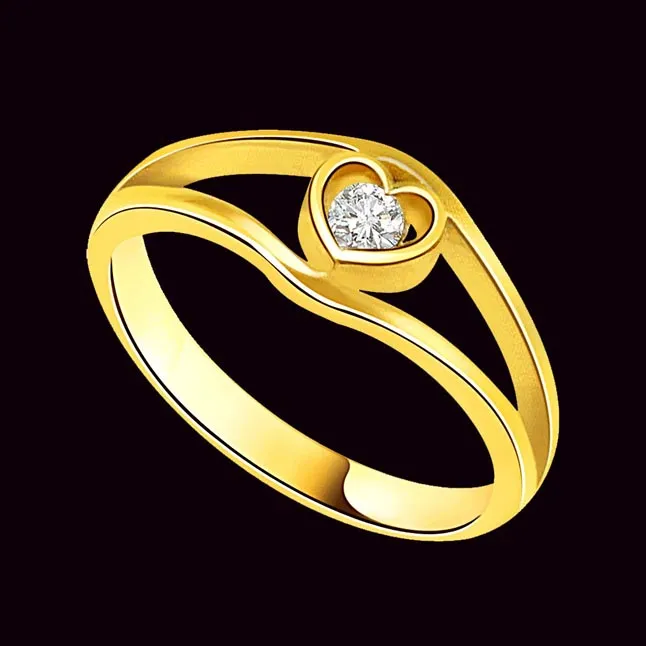 Solitaire Heart Real Diamond 18K Ring (SDR1647)