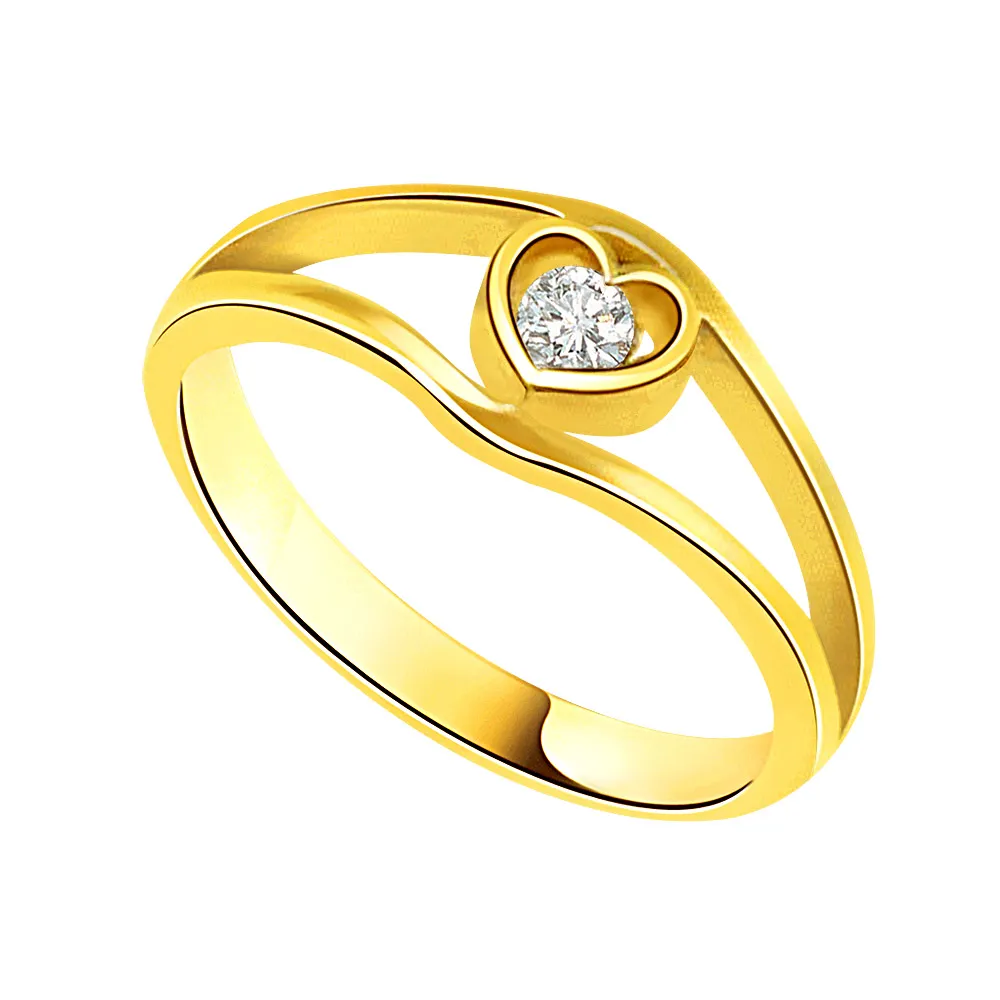 Solitaire Heart Shape Real Diamond 18kt Ring (SDR164710)