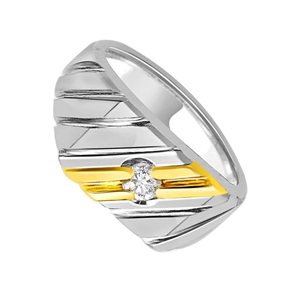 0.05 cts Two Tone Solitaire Mens Diamond rings -Two Tone Solitaire
