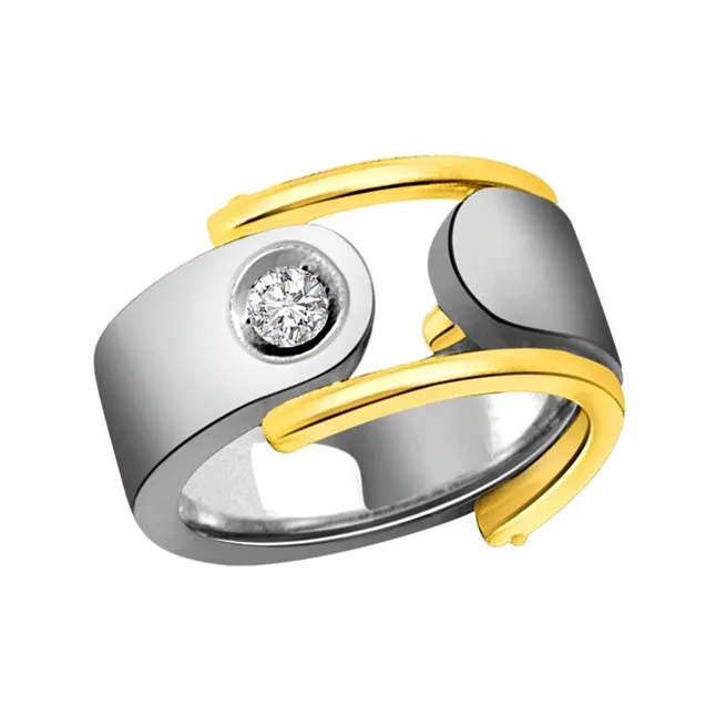 Two Tone Solitaire Mens Diamond rings -Two Tone Solitaire