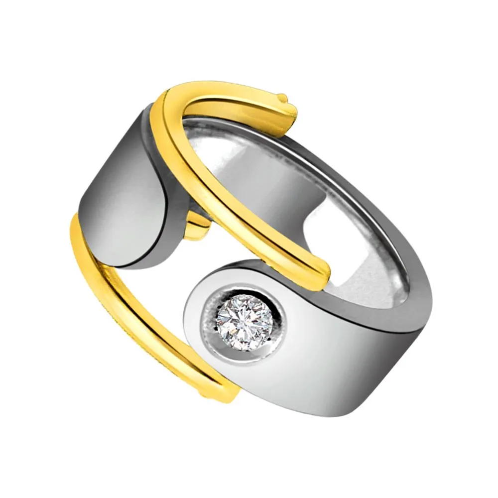 Two Tone Solitaire Mens Diamond rings -Two Tone Solitaire