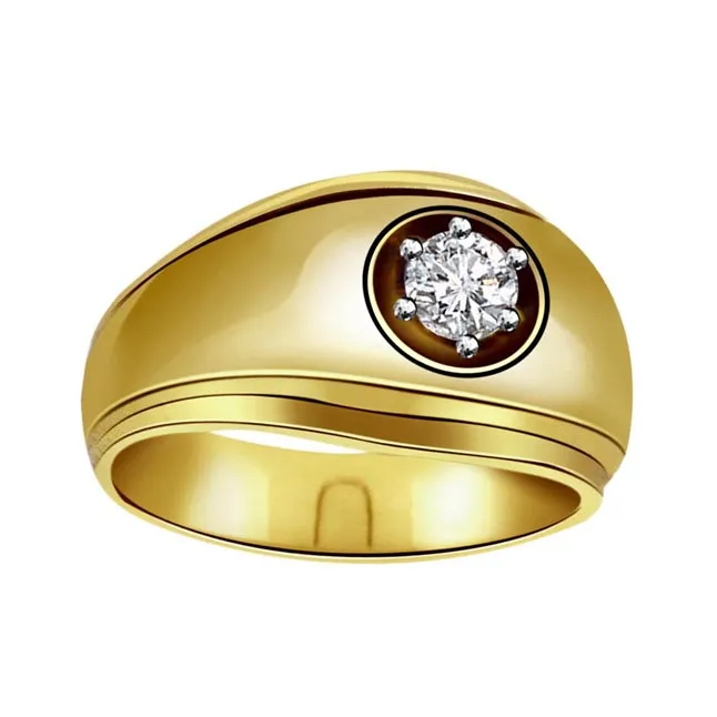 0.12 cts Solitaire 18K Yellow Gold Mens Diamond rings -Solitaire rings