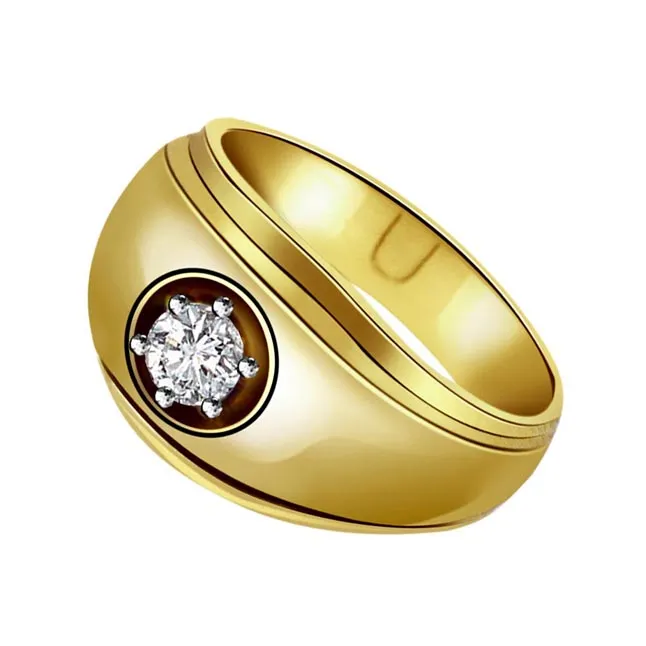 0.12 cts Solitaire 18K Yellow Gold Mens Diamond rings -Solitaire rings