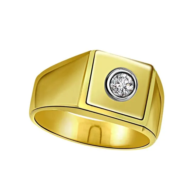 0.09 cts Solitaire 18K Gold Mens Diamond rings -Solitaire rings