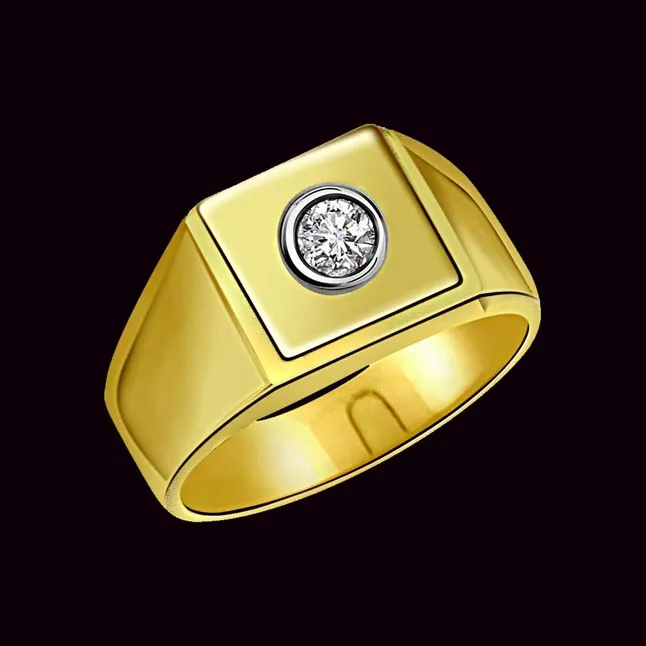 0.09 cts Solitaire 18K Gold Mens Diamond rings -Solitaire rings
