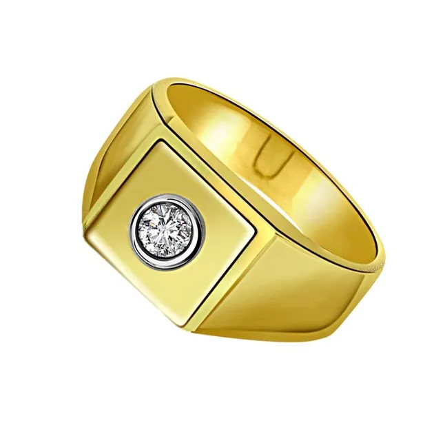 0.09 cts Solitaire 18K Gold Mens Diamond rings -Solitaire rings