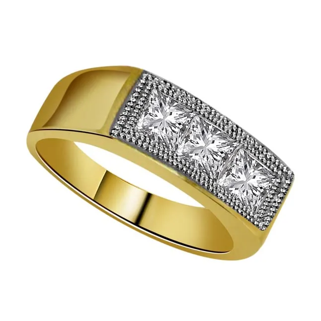 0.21cts 3 Real Diamond 18K Men's Ring (SDR1660)