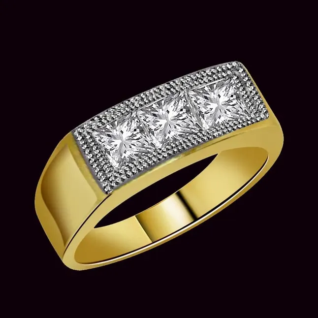 0.21cts 3 Real Diamond 18K Men's Ring (SDR1660)