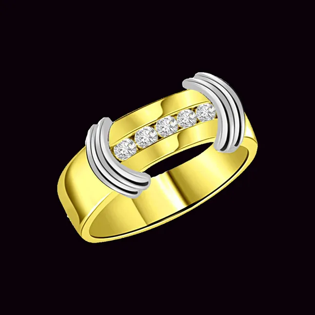 0.15cts Real Diamond Two Tone 18K Men's Ring (SDR1663)