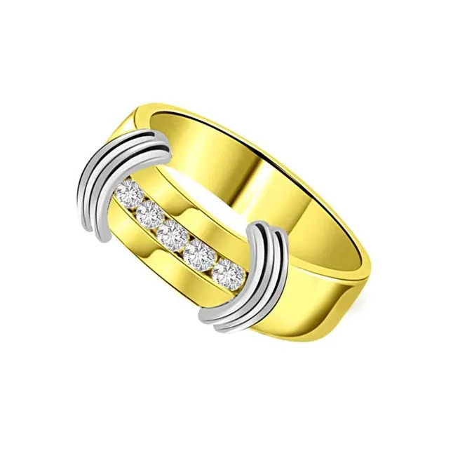 0.15cts Real Diamond Two Tone 18K Men's Ring (SDR1663)