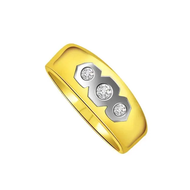 0.10 cts 3 Diamond 18K Mens rings -3 Diamond rings