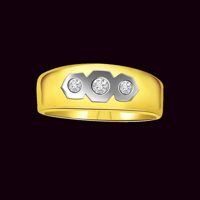 0.10 cts 3 Diamond 18K Mens rings -3 Diamond rings