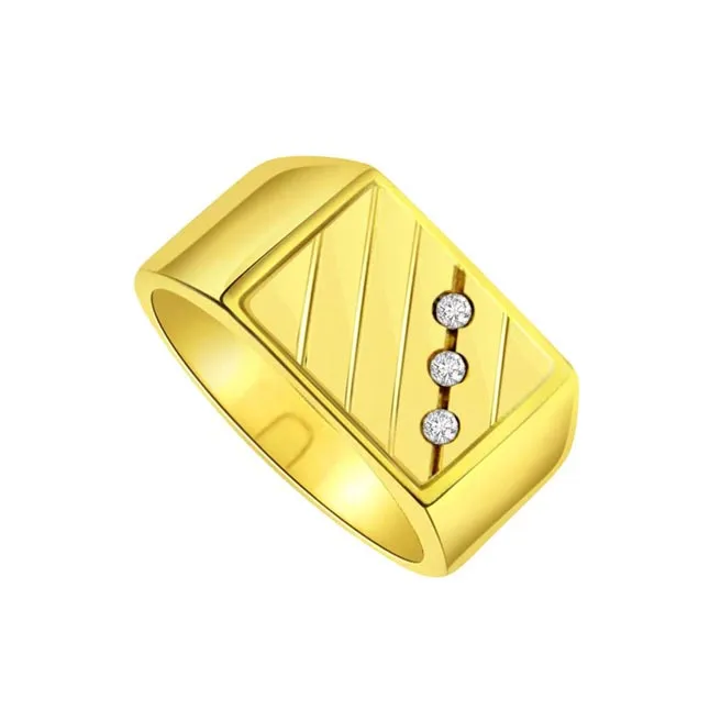0.10 cts 3 Diamond Mens 18K rings -3 Diamond rings