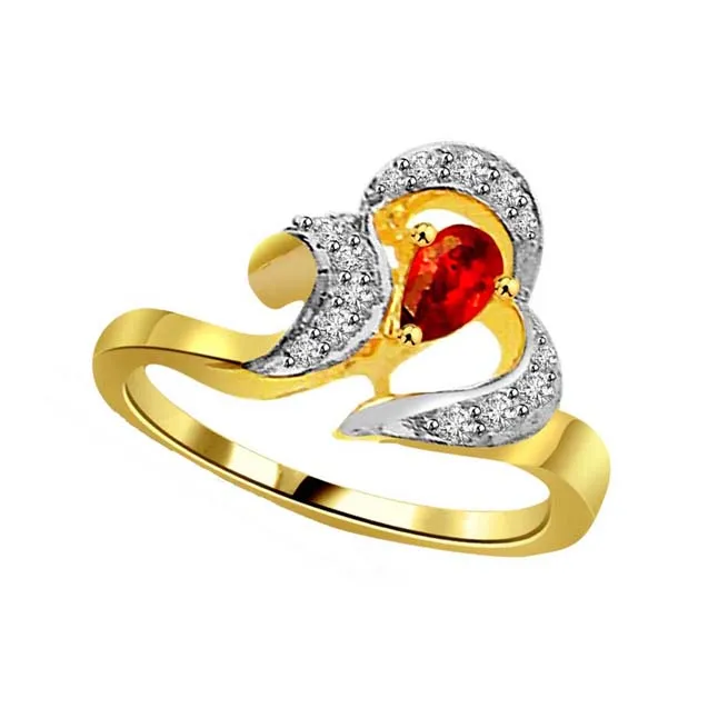 0.20cts Real Diamond & Ruby Two Tone 18K Ring (SDR1673)