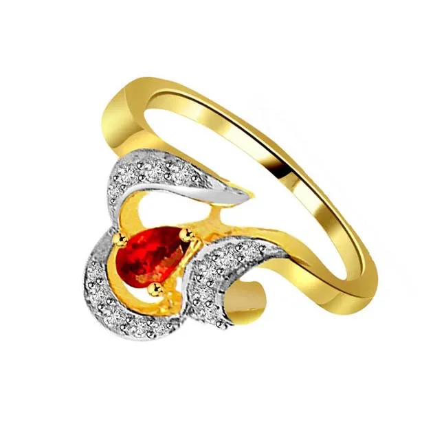 0.20cts Real Diamond & Ruby Two Tone 18K Ring (SDR1673)