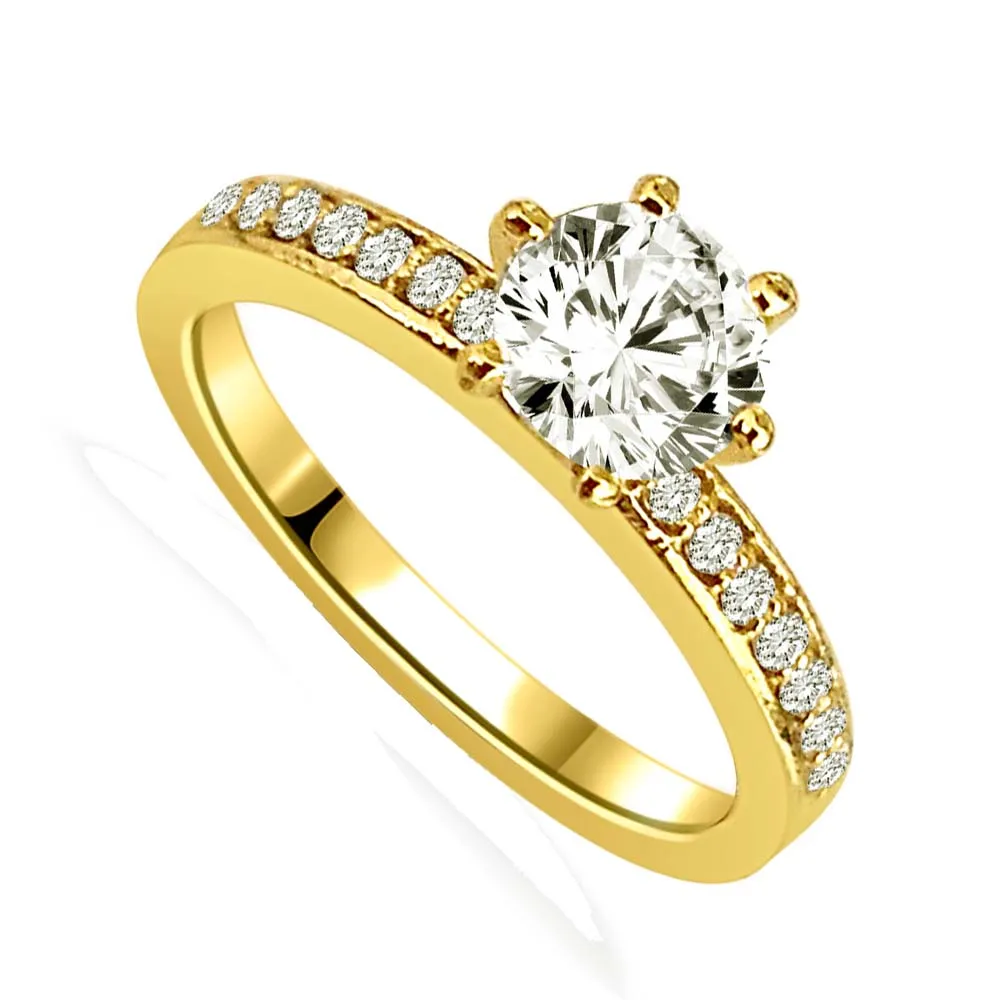 0.52 cts Diamond Solitaire rings with Accents -SDR1680 -18k Engagement rings