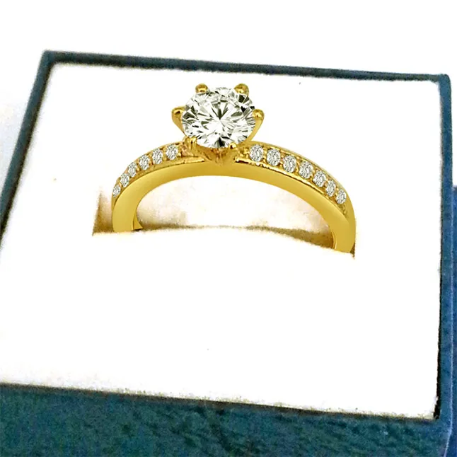 0.52 cts Diamond Solitaire rings with Accents -SDR1680 -18k Engagement rings