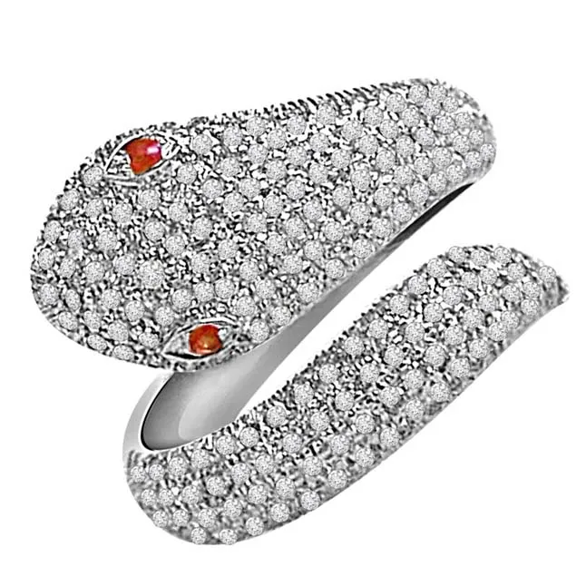 Diamond Joy - Real Diamond 18K Rhodium Plated Snake Ring (SDR16)