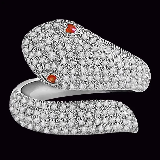 Diamond Joy - Real Diamond 18K Rhodium Plated Snake Ring (SDR16)