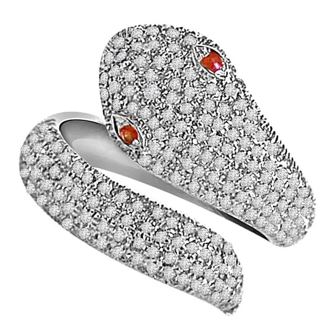 Diamond Joy - Real Diamond 18K Rhodium Plated Snake Ring (SDR16)