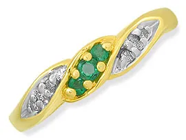 Romantic Rendezvous - Real Diamond & Emerald Ring (SDR172)