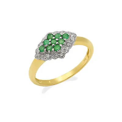 Emerald Ringlet 0.08cts Real Diamond & Emerald Ring (SDR173)