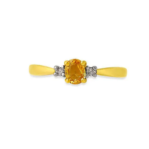 Sunshine Sparkle Classy Diamond & Yellow Topaz rings -Gemstone & Diamond