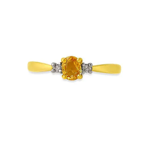 Sunshine Sparkle Classy Real Diamond & Yellow Topaz Ring (SDR186)