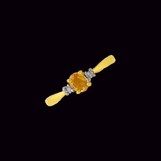 Sunshine Sparkle Classy Real Diamond & Yellow Topaz Ring (SDR186)