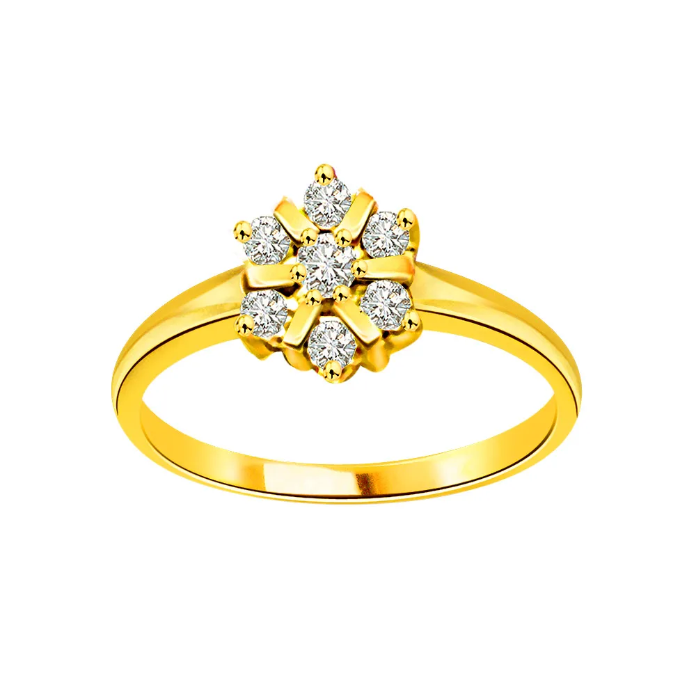 Golden Diamond Flower Fine 0.75 ct Flower Shape Diamond rings