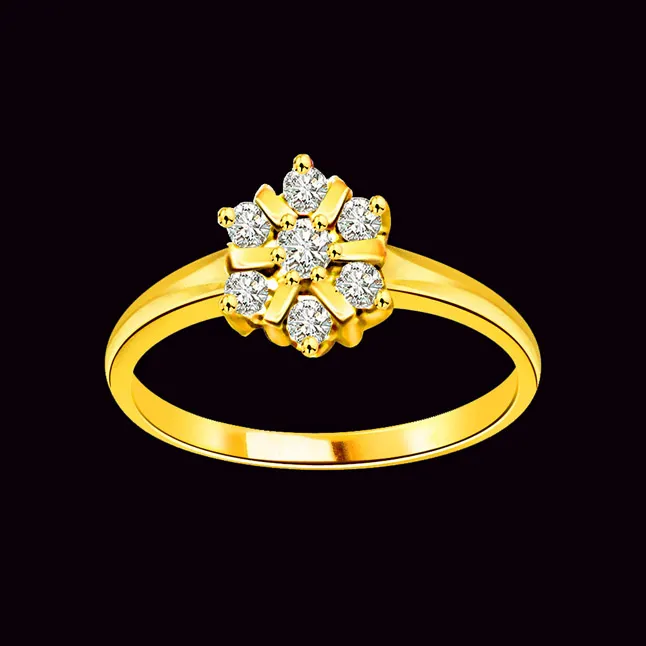 Golden Diamond Flower Fine 0.75cts Flower Shape Real Diamond Ring (SDR213)