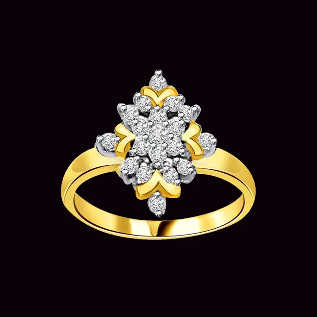 Golden Eclipse Classic 1.00cts Flower Shape Real Diamond Ring (SDR215)