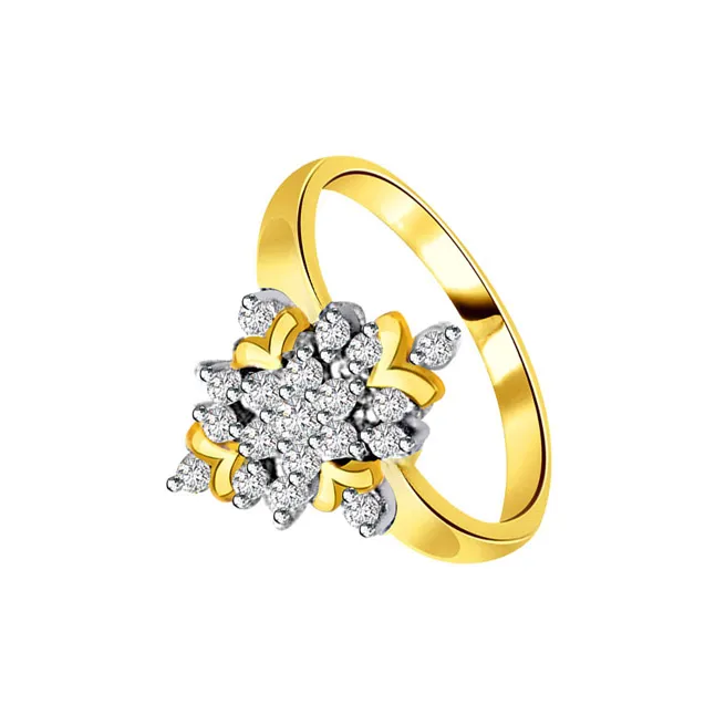 Golden Eclipse Classic 1.00cts Flower Shape Real Diamond Ring (SDR215)