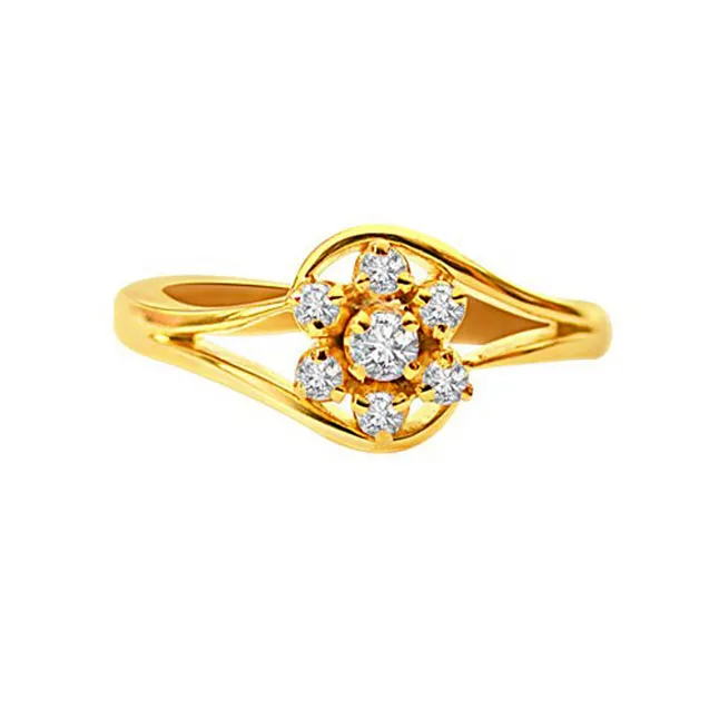 Wonderful Love Real Diamond Flower Shaped rings