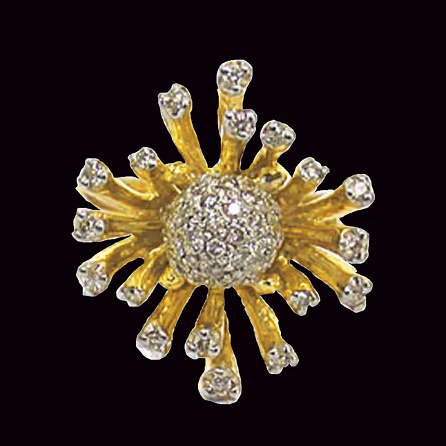 Sunflower Madness 0.60cts Real Diamond Flower Shape Ring (SDR226)