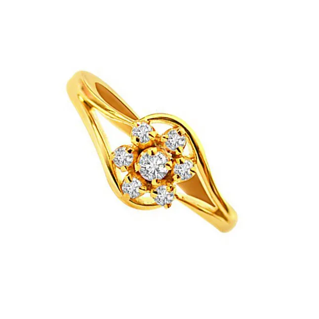 Wonderful Love Real Diamond  Flower Shaped Ring (SDR22)
