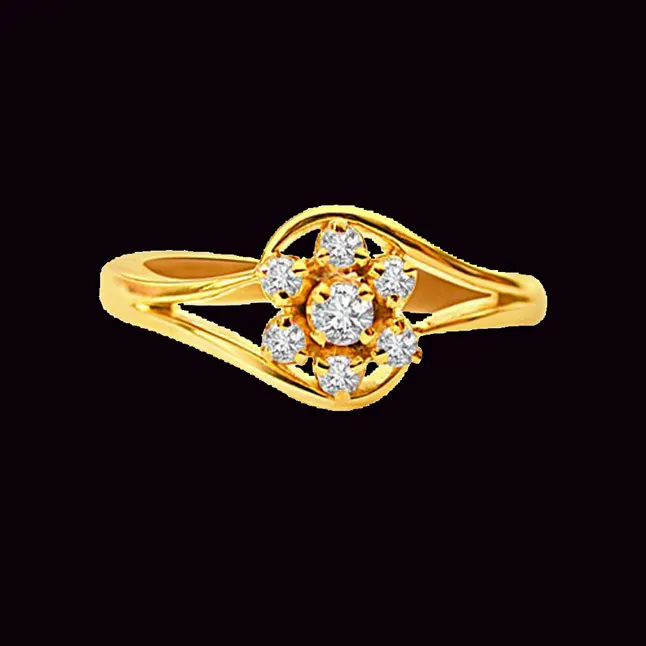 Wonderful Love Real Diamond  Flower Shaped Ring (SDR22)