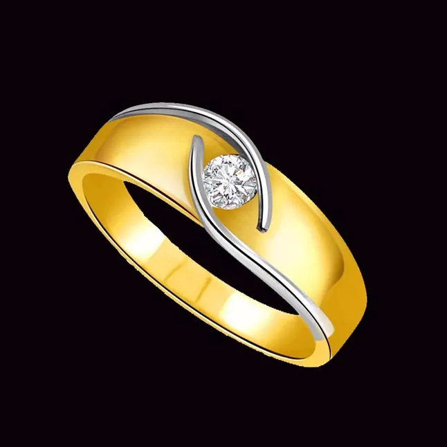 Queen's Glow 0.20cts Real Diamond Two-tone Sol Ring (SDR278)