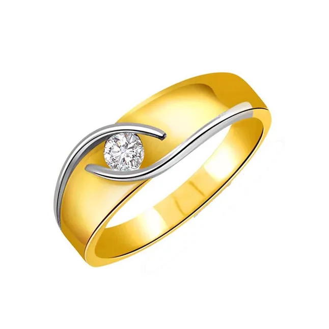 Queen's Glow 0.20cts Real Diamond Two-tone Sol Ring (SDR278)