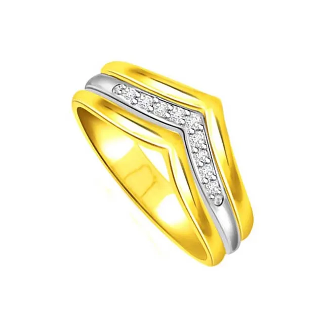 Love Bytes 0.09 ct Two -Tone Diamond rings -White Yellow Gold rings