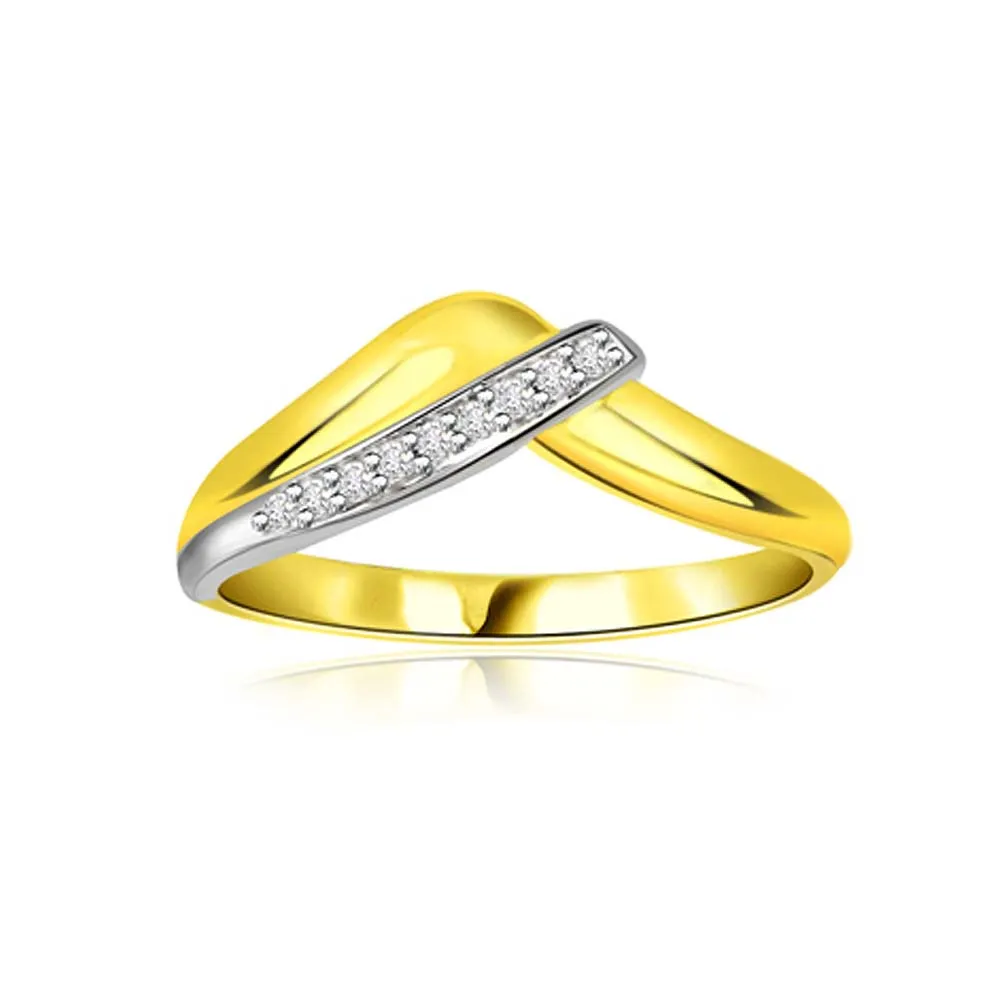 Yellow Delight 0.10 ct Two -Tone Diamond rings -White Yellow Gold rings