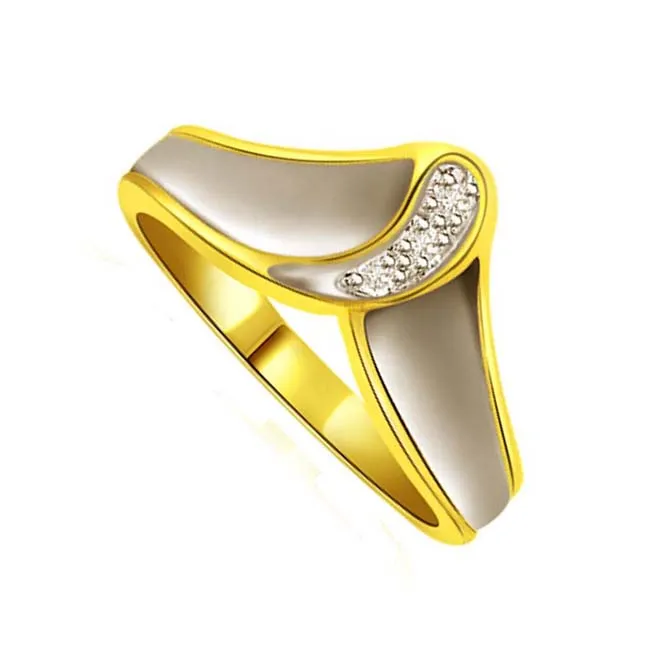 Sparkling Twist Classic 0.10 ct Two -Tone Diamond rings -White Yellow Gold rings
