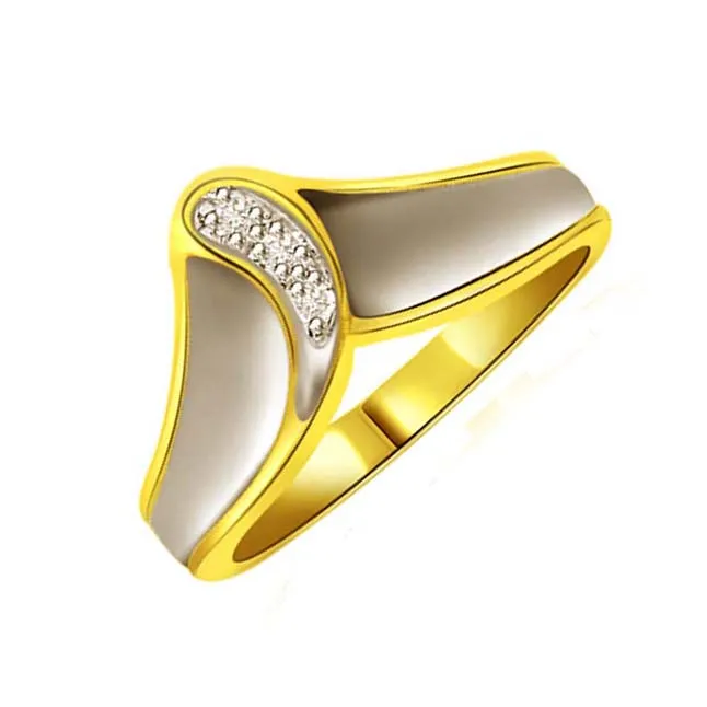 Sparkling Twist Classic 0.10cts Two-Tone Real Diamond Ring (SDR309)