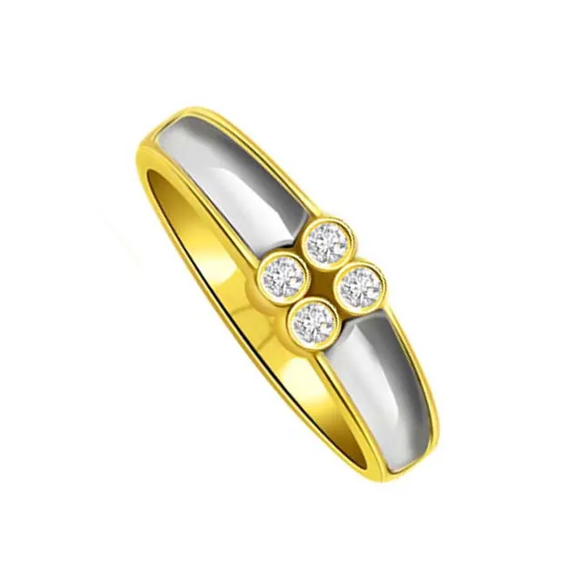 Bond of Diamonds Trendy 0.12cts Two Tone Real Diamond Ring (SDR310)