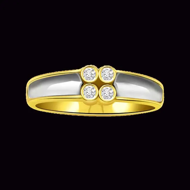 Bond of Diamonds Trendy 0.12cts Two Tone Real Diamond Ring (SDR310)