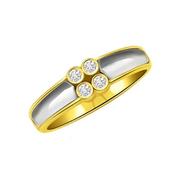 Bond of Diamonds Trendy 0.12cts Two Tone Real Diamond Ring (SDR310)